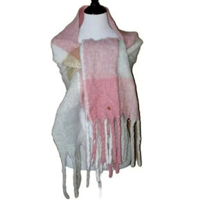 Express oversized pink/tan/grey‎ blanket scarf